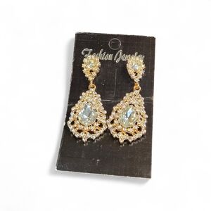 Unlisted Gold and Silver Crystal Drop Earrings
